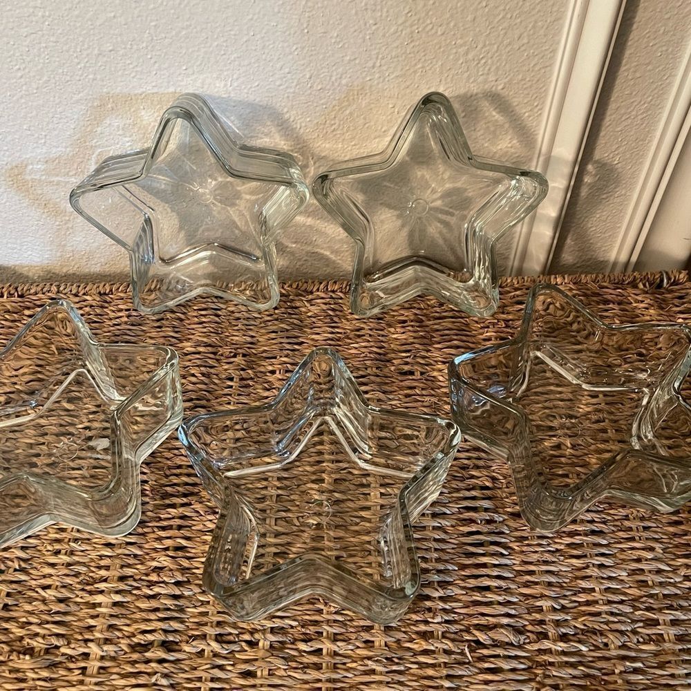 Libbey Glass Star Bowls Candle Holders Trinket Bowls set of 5